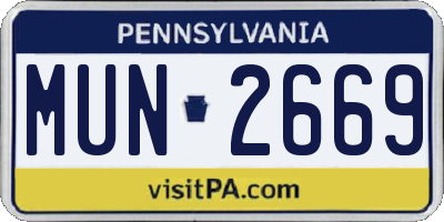 PA license plate MUN2669