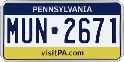 PA license plate MUN2671