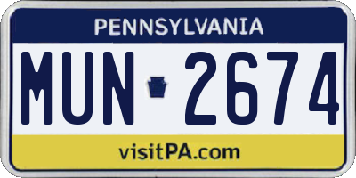 PA license plate MUN2674
