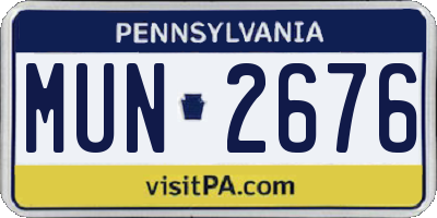PA license plate MUN2676
