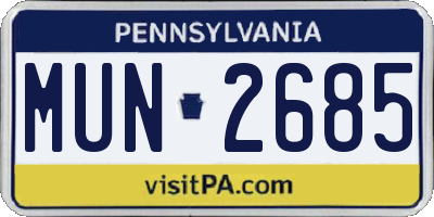 PA license plate MUN2685