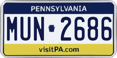 PA license plate MUN2686