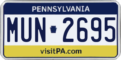 PA license plate MUN2695