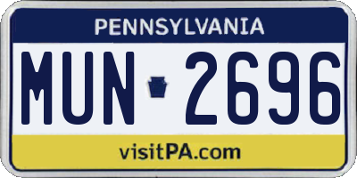 PA license plate MUN2696