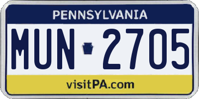 PA license plate MUN2705
