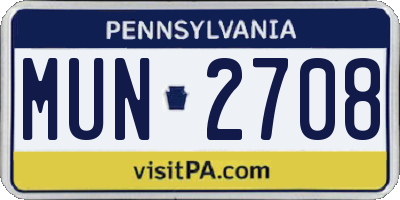 PA license plate MUN2708