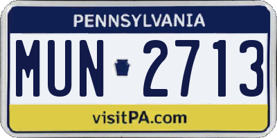 PA license plate MUN2713