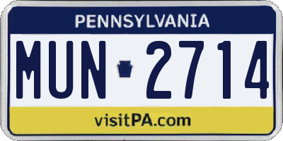 PA license plate MUN2714