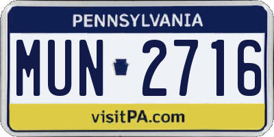 PA license plate MUN2716