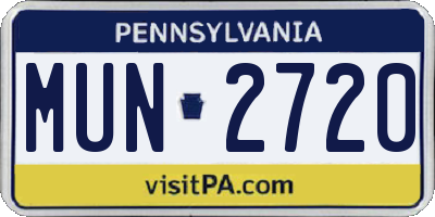 PA license plate MUN2720