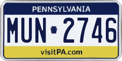 PA license plate MUN2746