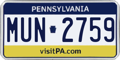 PA license plate MUN2759