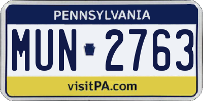 PA license plate MUN2763