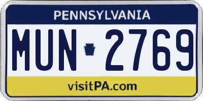 PA license plate MUN2769