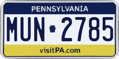 PA license plate MUN2785