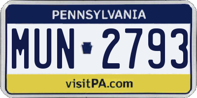 PA license plate MUN2793