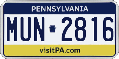 PA license plate MUN2816