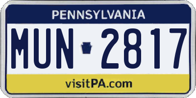 PA license plate MUN2817