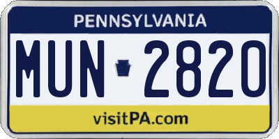 PA license plate MUN2820