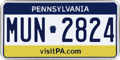 PA license plate MUN2824