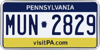 PA license plate MUN2829