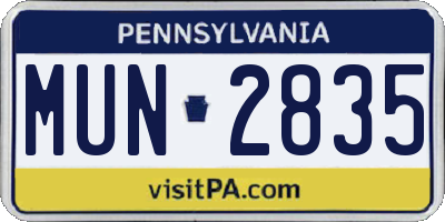 PA license plate MUN2835