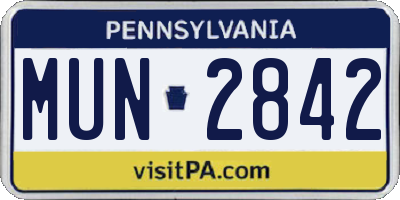 PA license plate MUN2842
