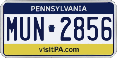 PA license plate MUN2856