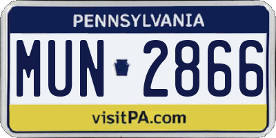 PA license plate MUN2866