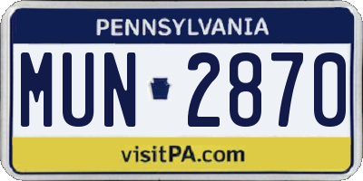 PA license plate MUN2870