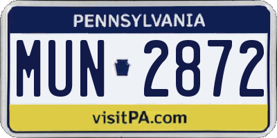 PA license plate MUN2872