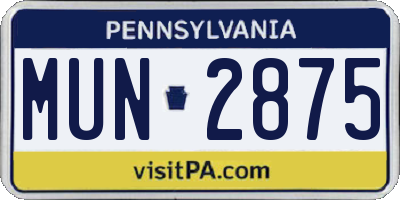 PA license plate MUN2875