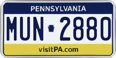 PA license plate MUN2880