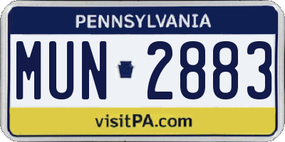 PA license plate MUN2883