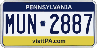 PA license plate MUN2887