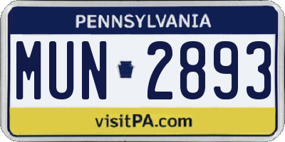 PA license plate MUN2893