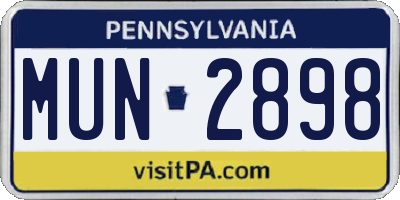 PA license plate MUN2898
