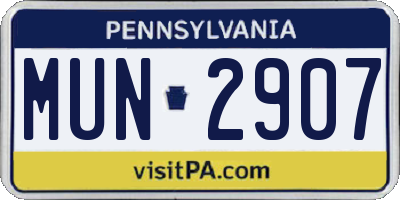 PA license plate MUN2907