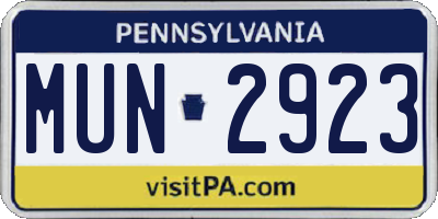 PA license plate MUN2923