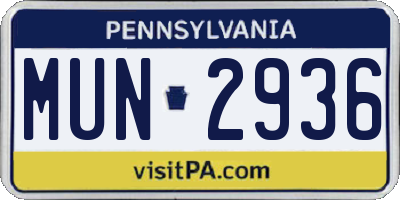 PA license plate MUN2936