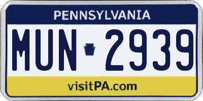 PA license plate MUN2939