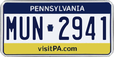 PA license plate MUN2941
