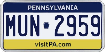 PA license plate MUN2959