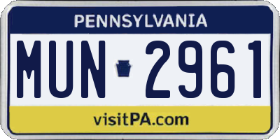 PA license plate MUN2961