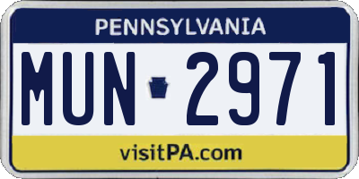 PA license plate MUN2971