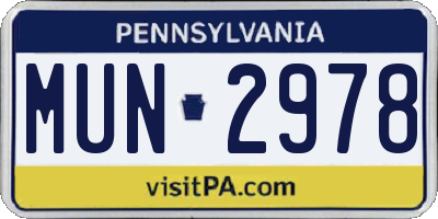 PA license plate MUN2978