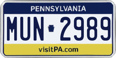 PA license plate MUN2989