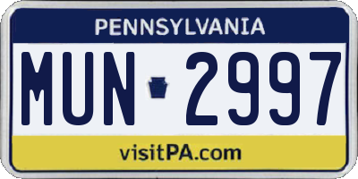 PA license plate MUN2997