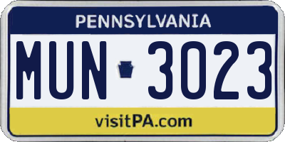 PA license plate MUN3023