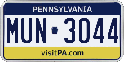 PA license plate MUN3044